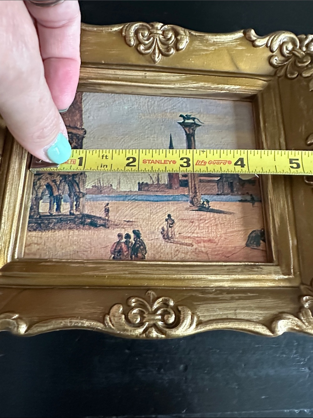 Ornate Gold Plastic Frame Piazzetta Venetian Style Miniature Painting - Picture 5 of 7